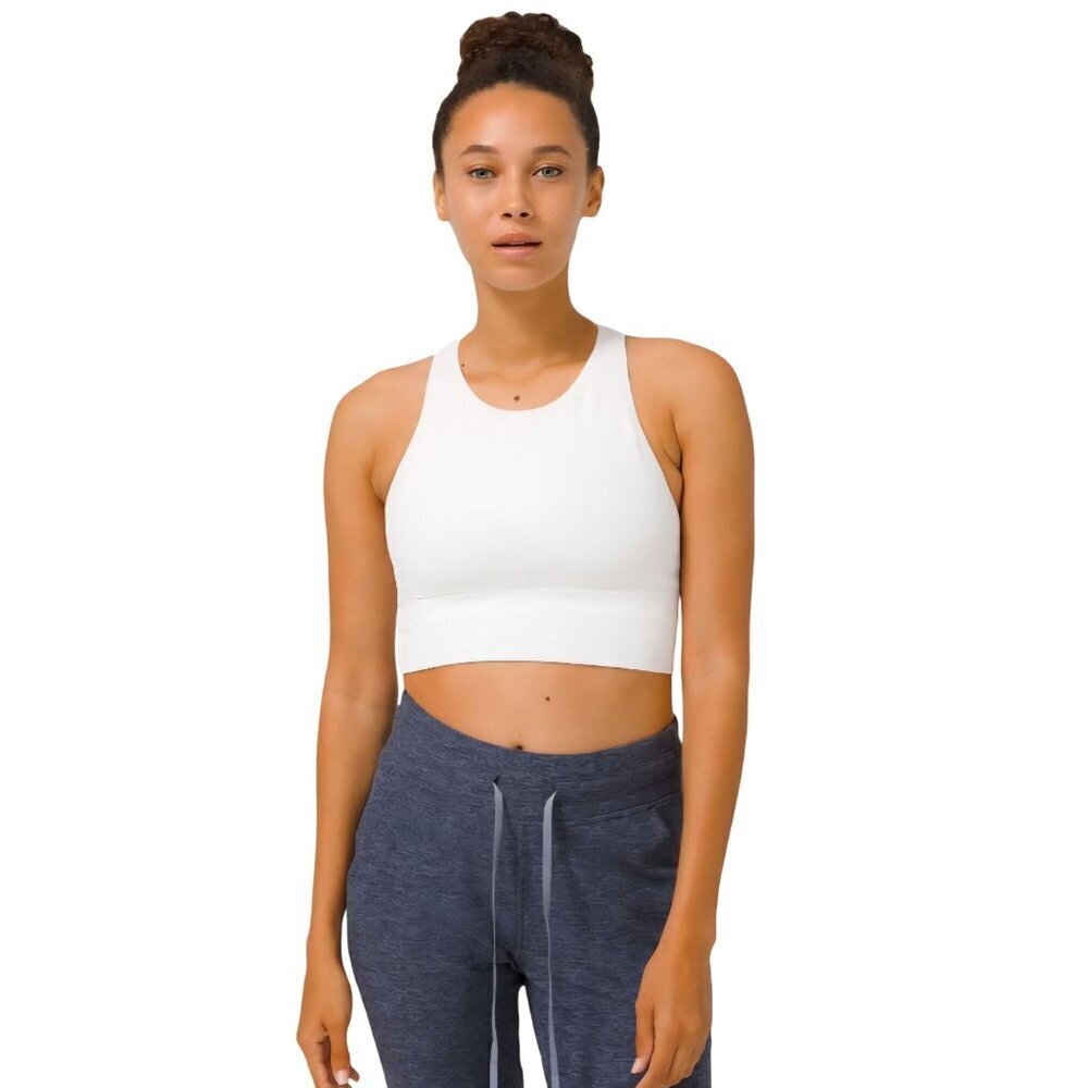 Lululemon Eb To Train Bra Sports Bra White Ribbed Mesh Size 8